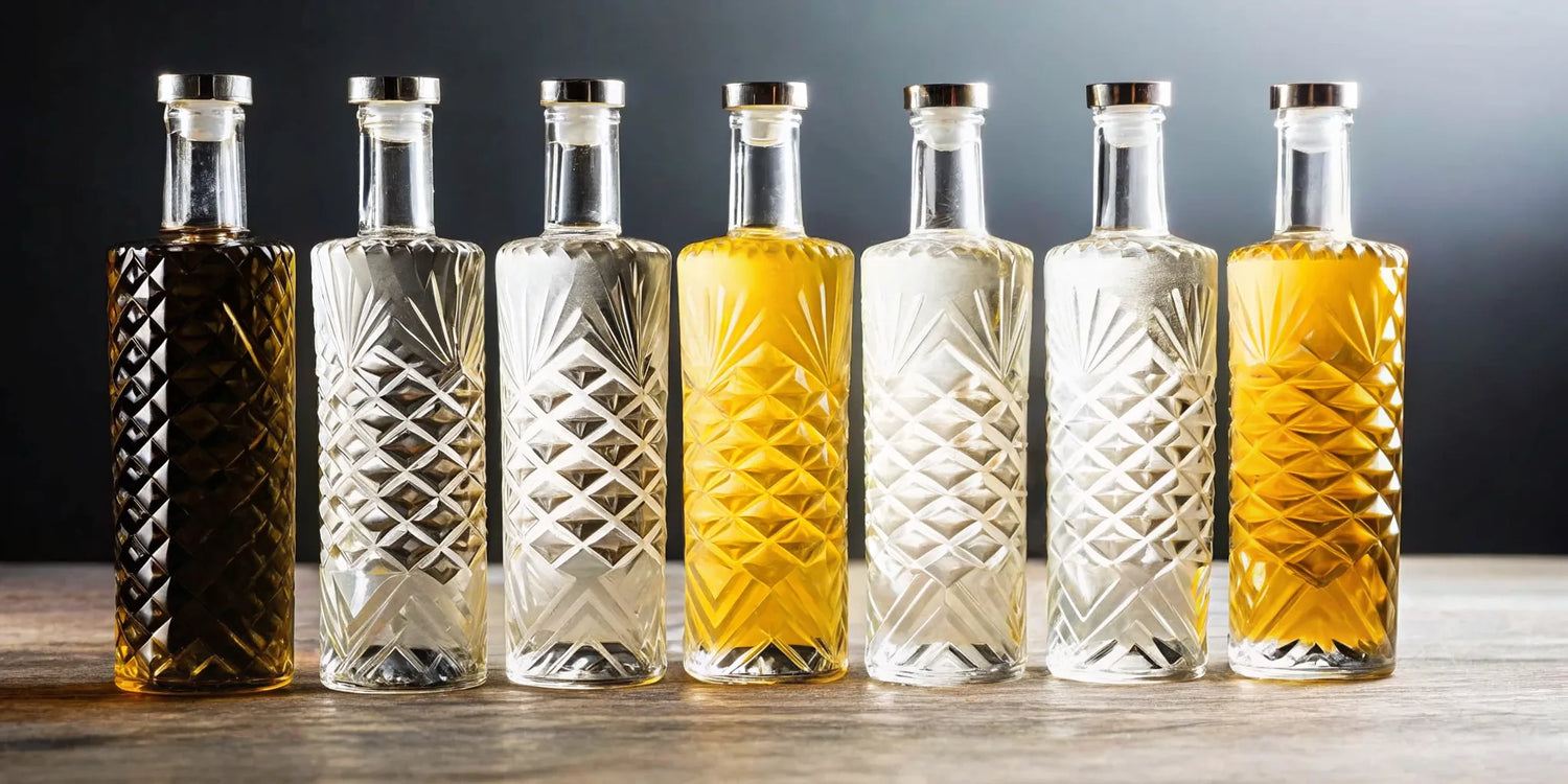 Bottles of the seven best cristalino tequila brands.