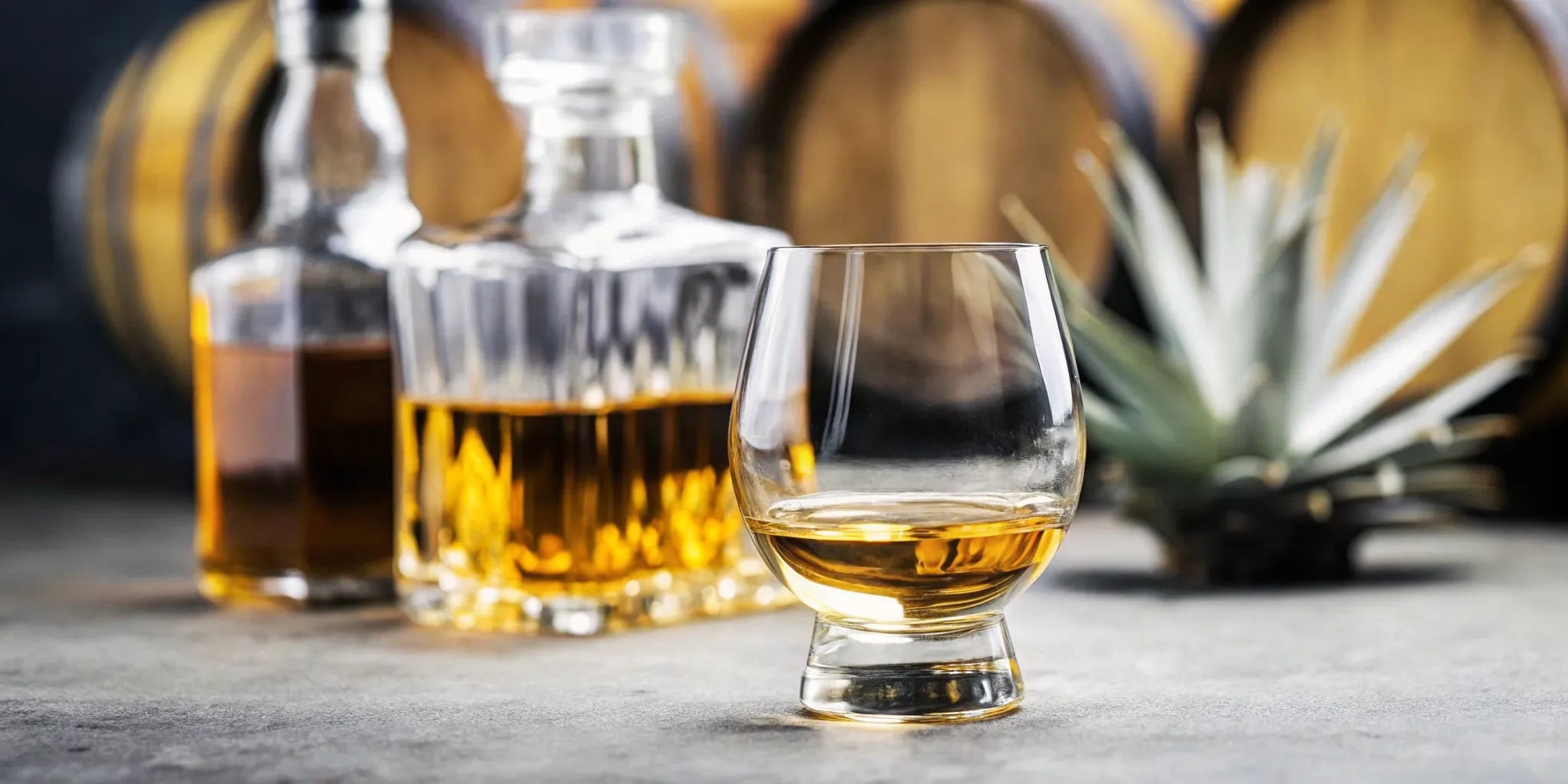 Tequila for whiskey drinkers beside oak barrels