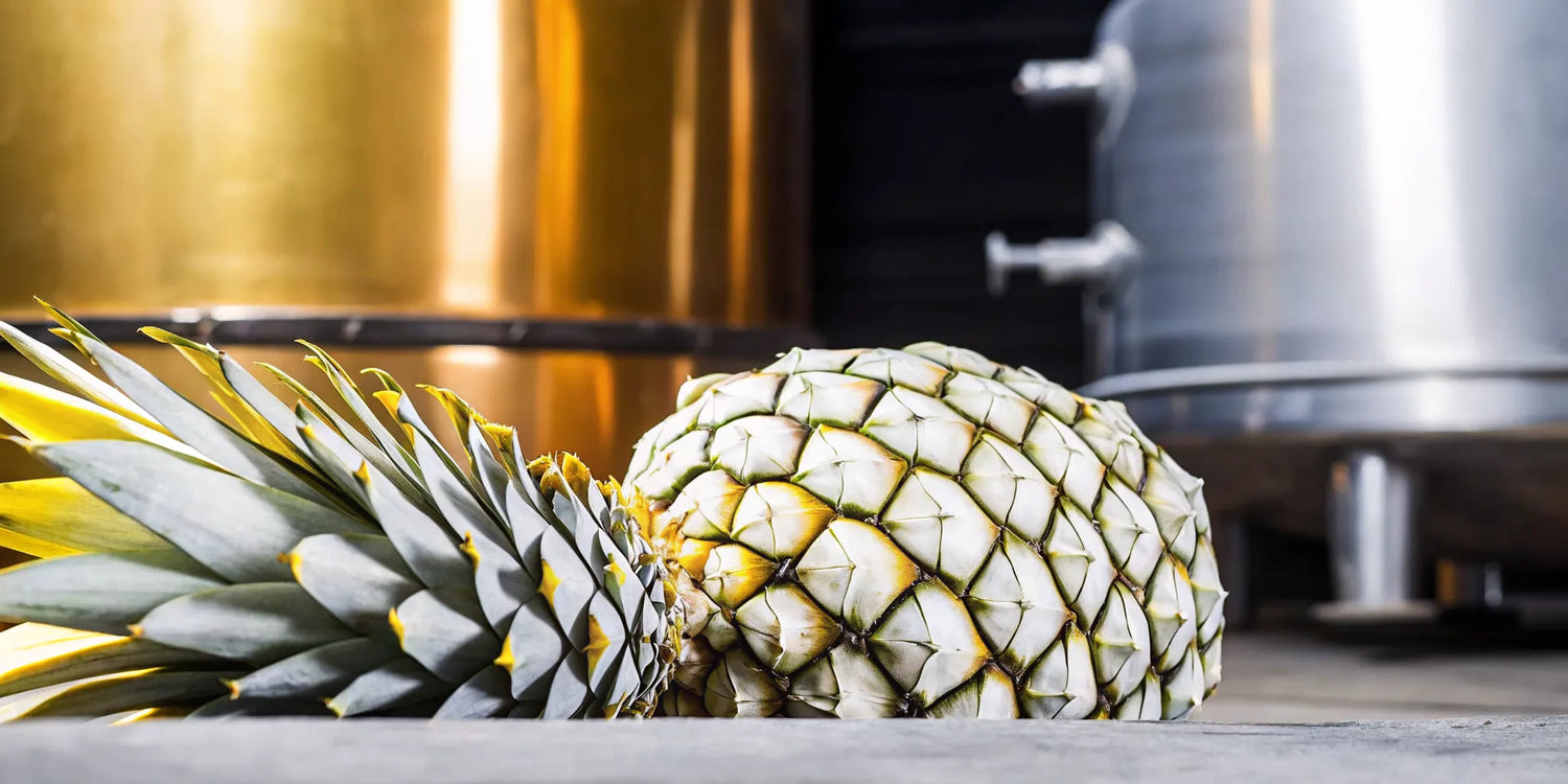 Blue Weber agave beside diffuser tequila extraction equipment