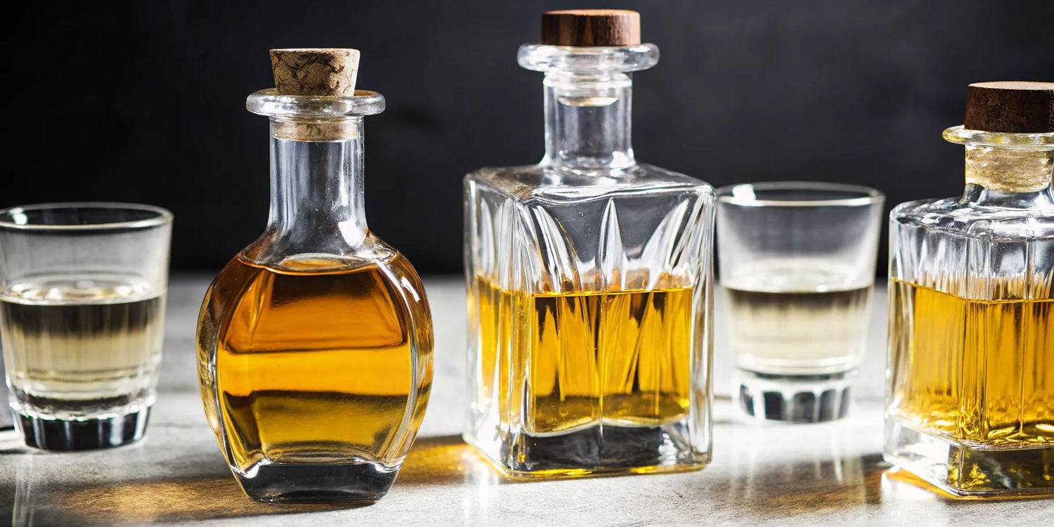 A selection of top 100 agave tequila brands poured into tasting glasses.