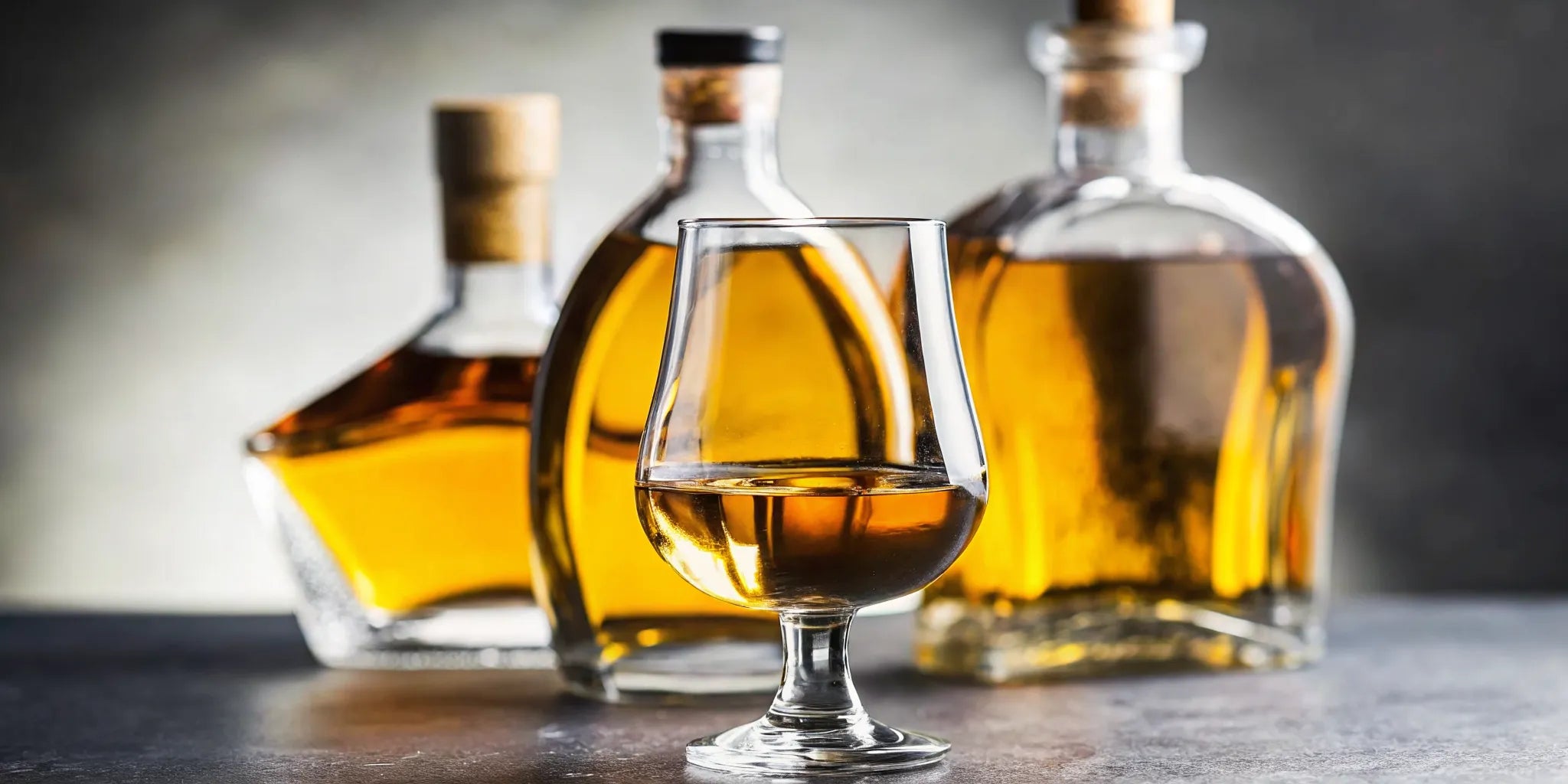 A glass of extra añejo tequila with several bottles, reflecting the spirit's wide range of prices.