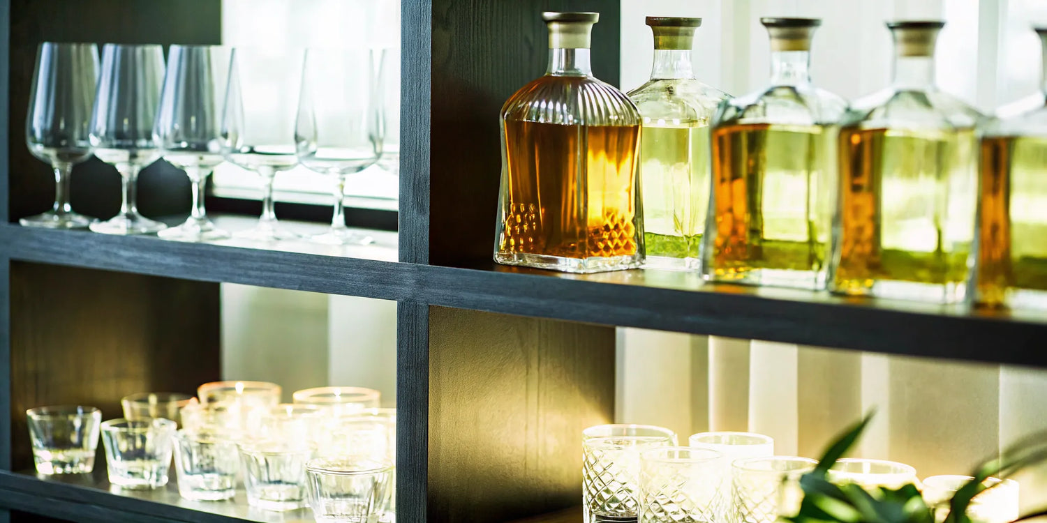 Premium tequila collection displayed on home shelves