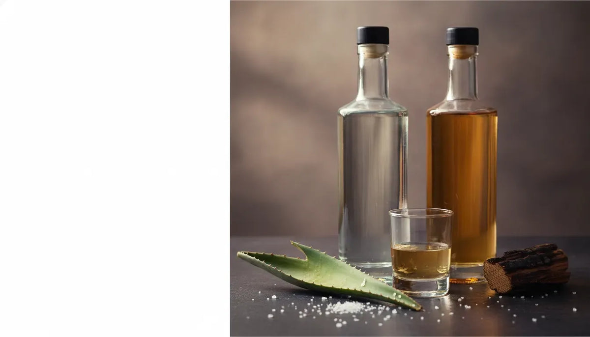 Cimarron tequila tasting setup with blanco and reposado styles