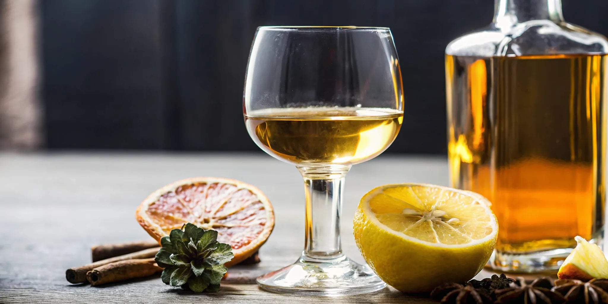 Pechuga mezcal served with agave, fruit, herbs, and a copper still