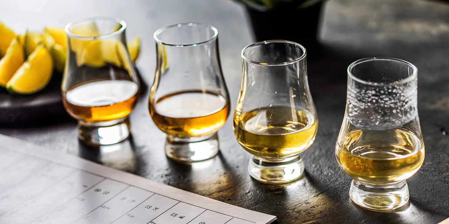 Elegant tequila tasting at home setup with glasses and scorecards