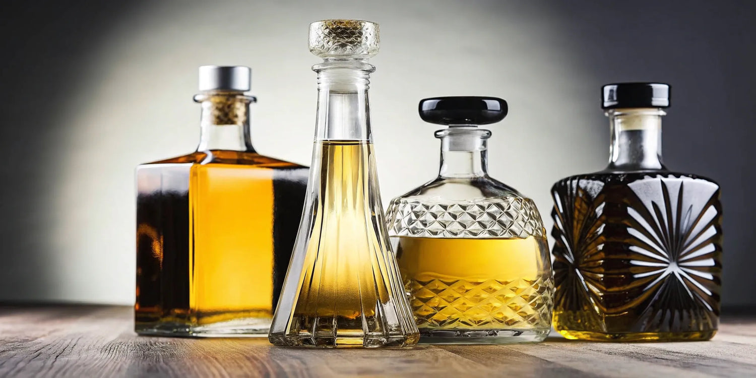 A collection of valuable vintage tequila bottles with unique labels.