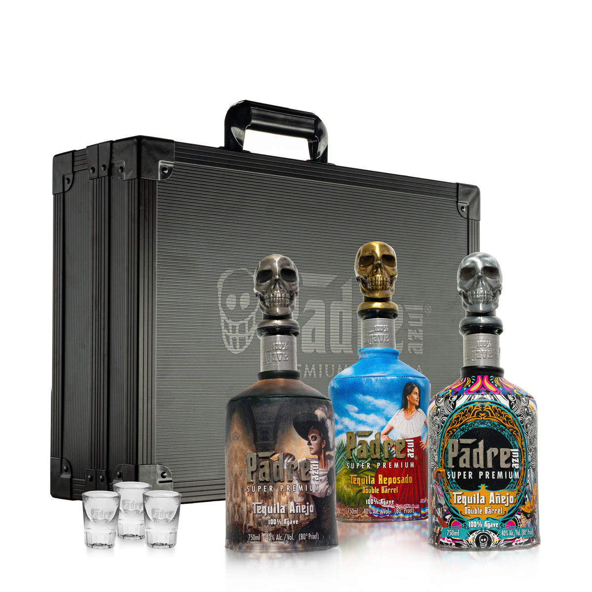 Padre Azul Artist Series 3 Bottle Tequila Suitcase Gift Set