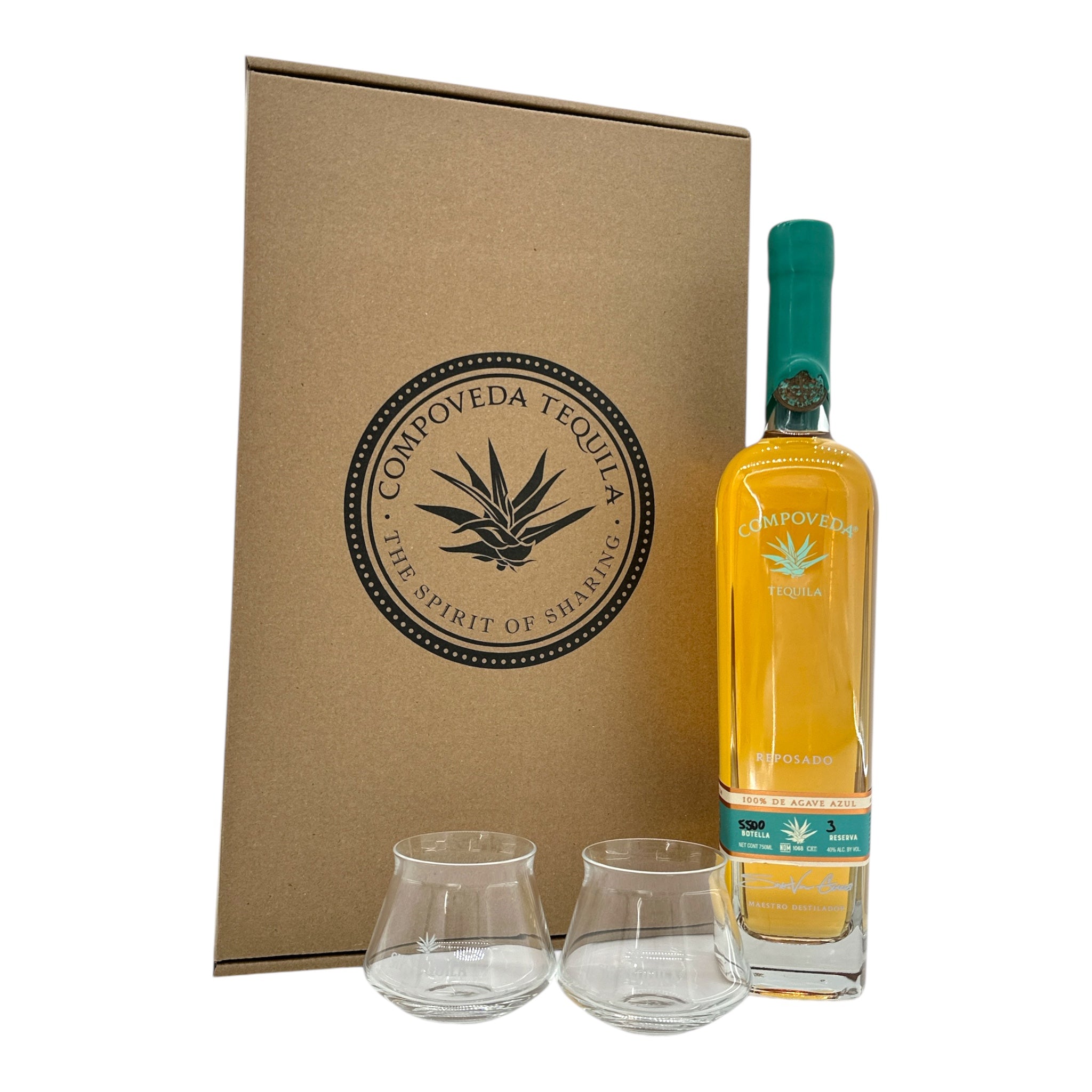 Compoveda Reposado 750ml w/Tasting Glasses