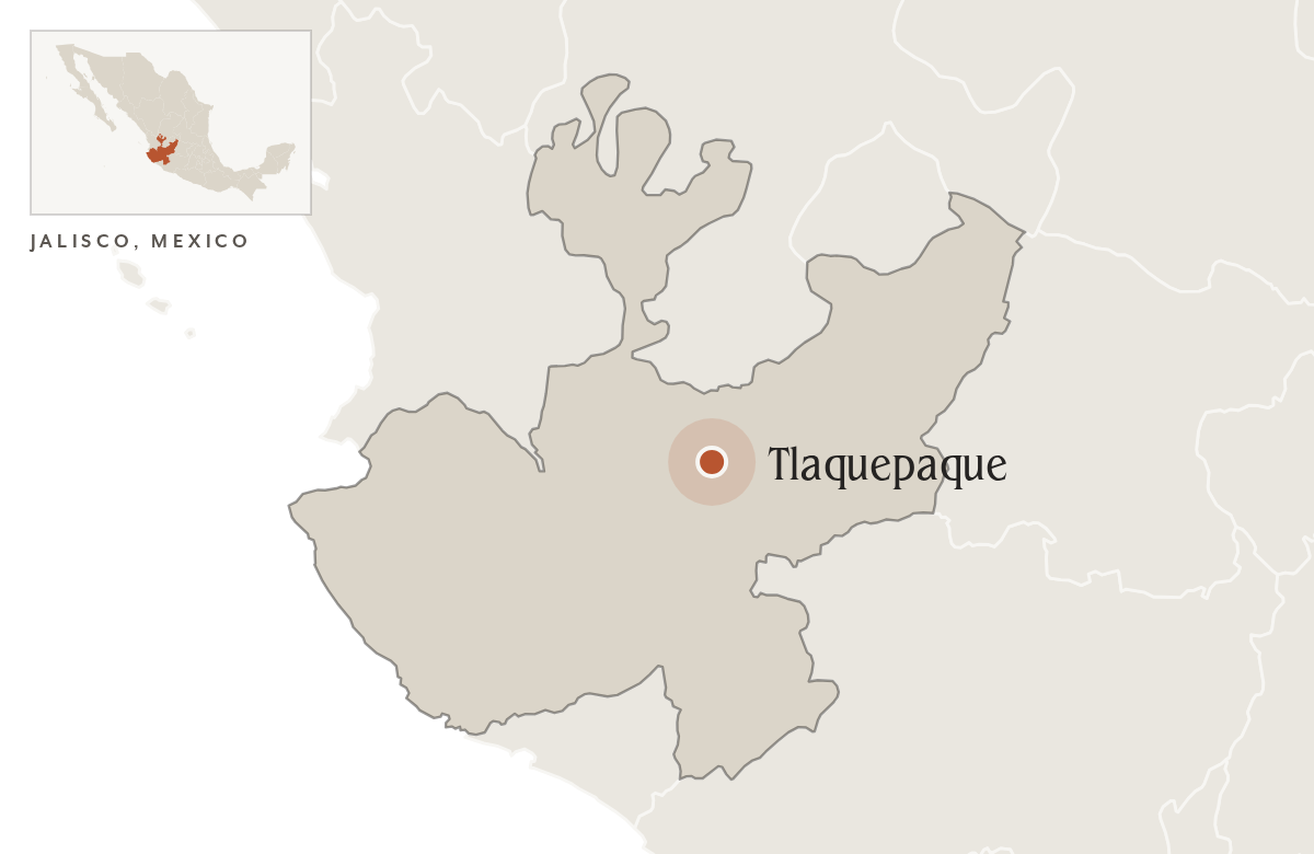 Map of Jalisco, Mexico, with Tlaquepaque marked